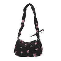 Sac en toile à fleurs douces et douces pour femmes, sac à bandoulière avec cordon de serrage, haute beauté, nœud à fleurs cassées, nouvelle collection 2025 5