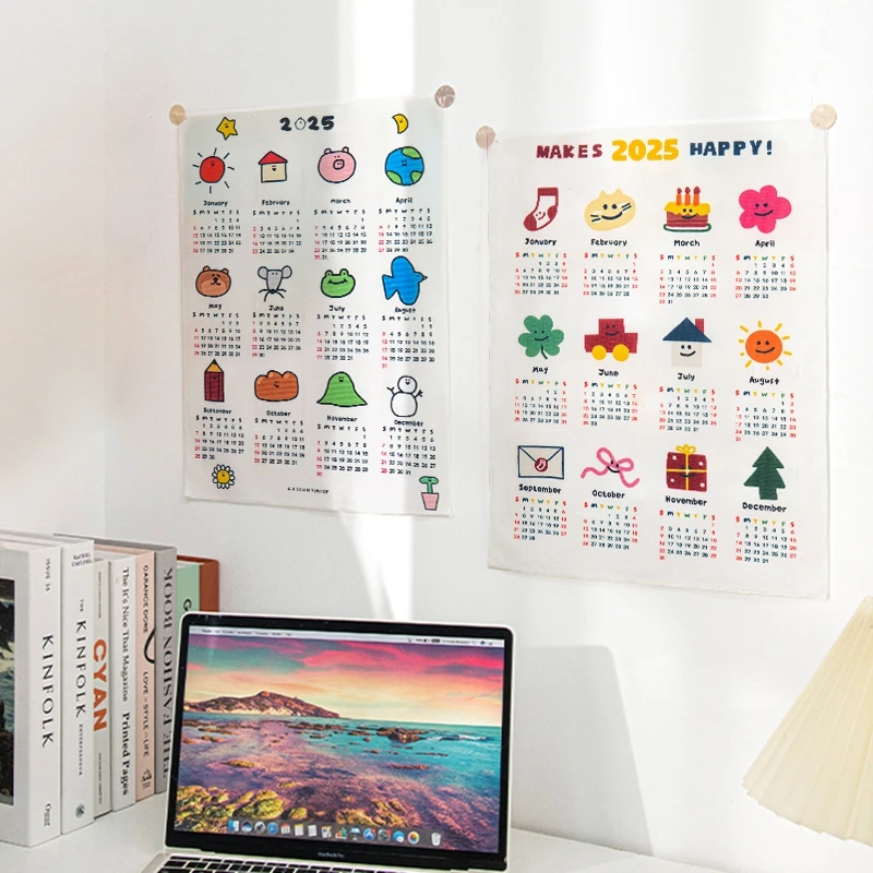 Small Tapestry 2025 Background Cloth Ins Desk Calendar Wall Hanging Student Girl Room Cute Cartoon Hanger Tapestries Decor 태피스트리