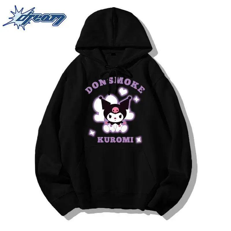 

Sanrio Cute Cartoon Women Hoodie Thick Kuromi Cinnamonroll Mymelody Hellokitty Purin Autumn and Winter Pure Cotton Hooded Top