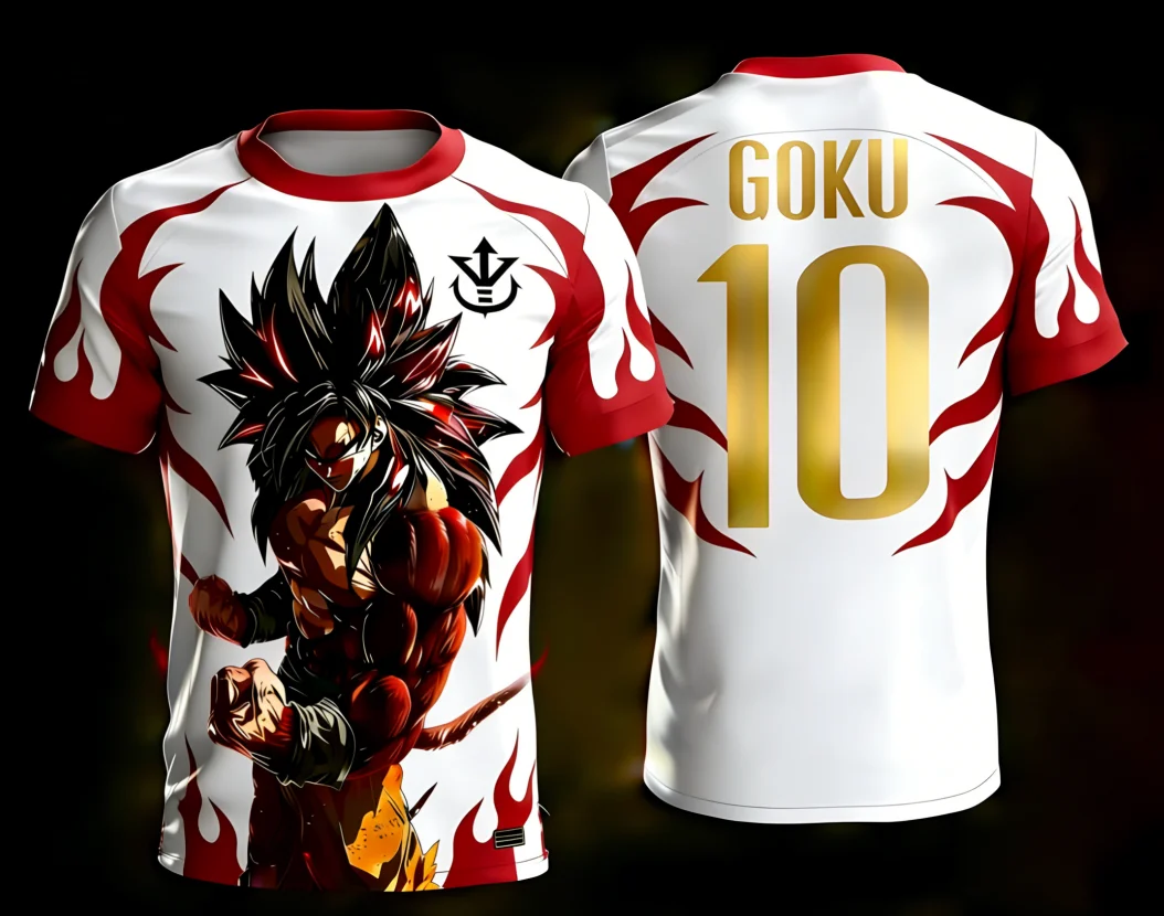 2026 Dragon Ball Offiziell Lizenziertes 3D-Druck Goku 10 # Fußball-Trainingstrikot für die ganze Familie, passend für S-6XL, 90 cm-160 cm, stilvolle Oberteile
