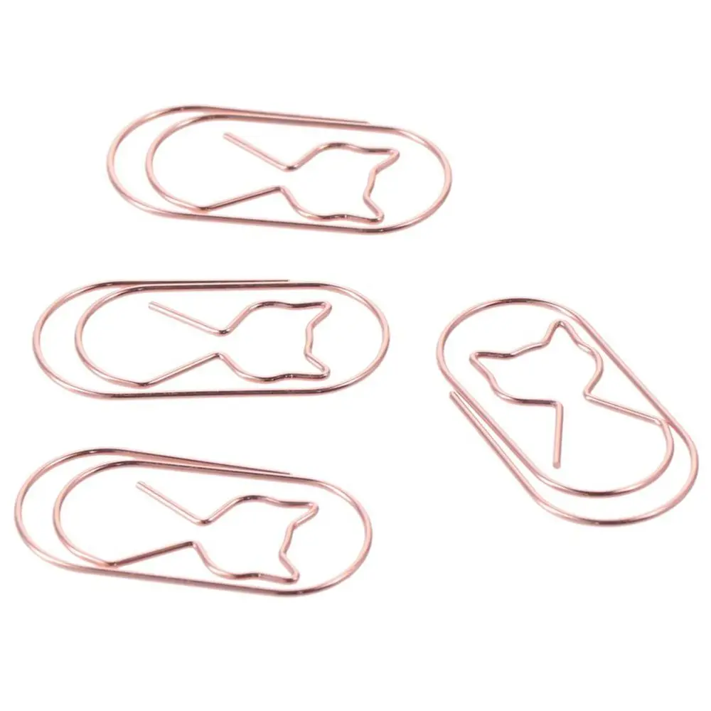 20PCS Rose Gold Paper Clips Durable Metal Large Binder File Clips Cat Shape Bookmark paper clips binder clips