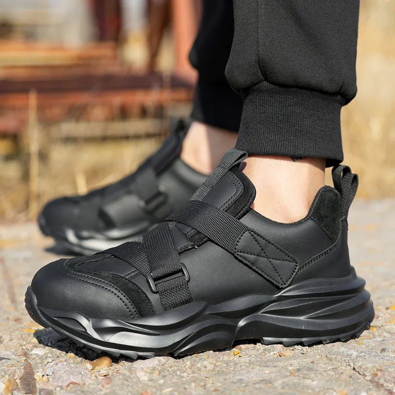 Safety Shoes Black Men Steel Toe Work Shoes Anti-smash Anti