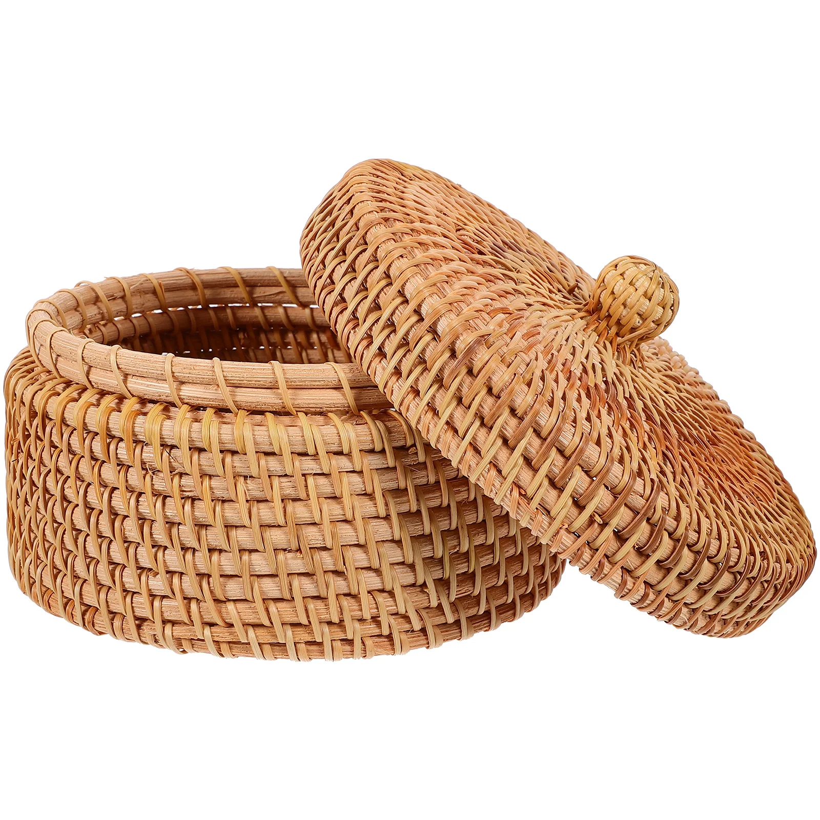 

Small Wicker Hampers Lid Round Woven Seagrass Hamperss Handmade Rattan Storage Hampers Box Boho Straw Fruit