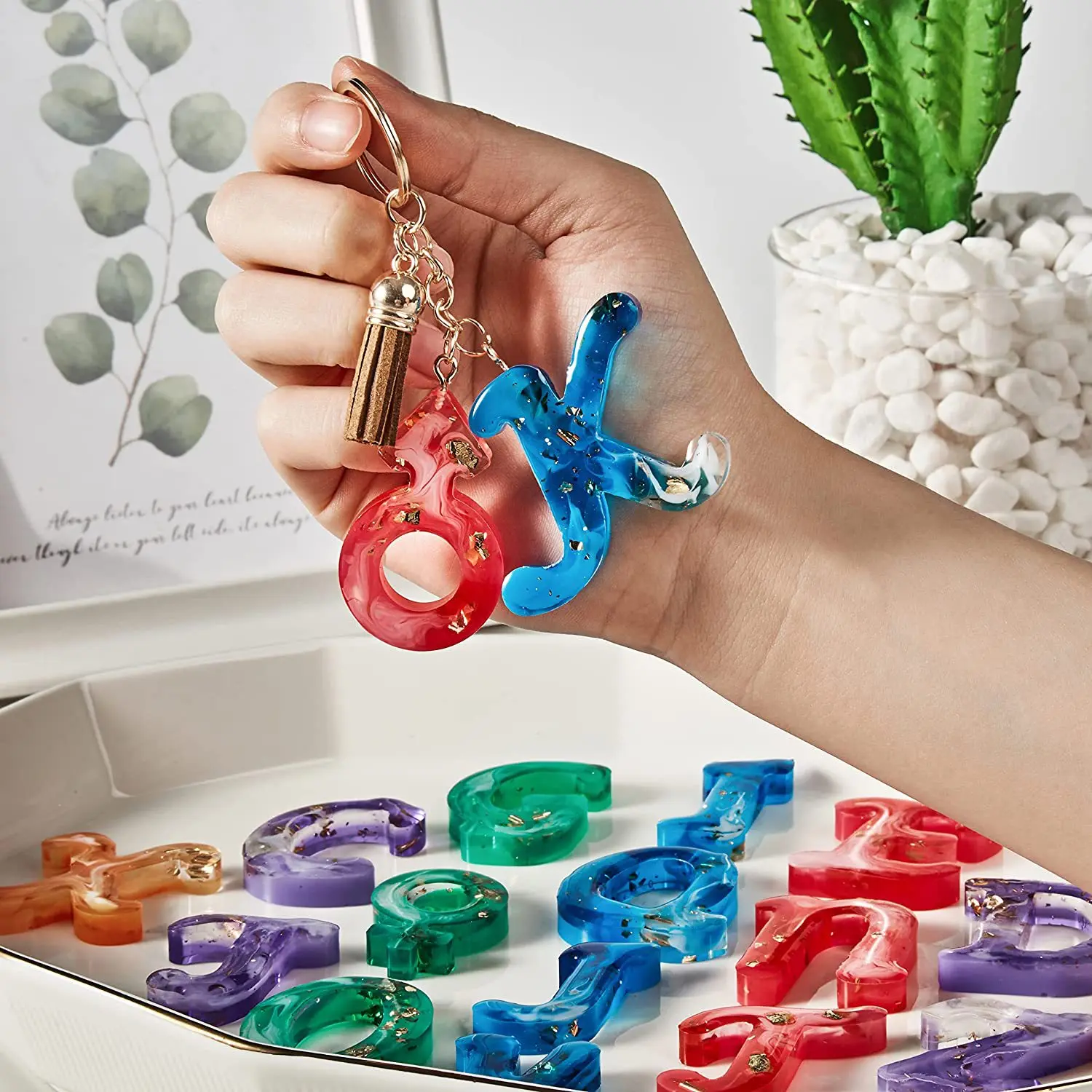 Alphabet Epoxy Resin Mold Kit Mixed Style Silicone Letters Casting Molds Set for DIY Keychain Pendant Jewelry Making Accessories
