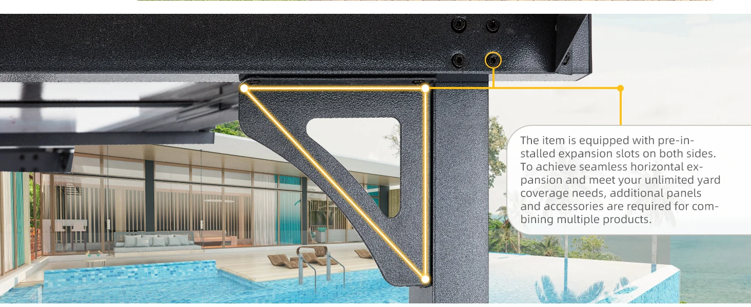 Description Picture 3 of itemU-MAX 10' x 14' Outdoor Pergola Gazebo, Clearance Wall-Mounted Lean-to Metal Awnings, Patio Pergola with Large Panel Roof