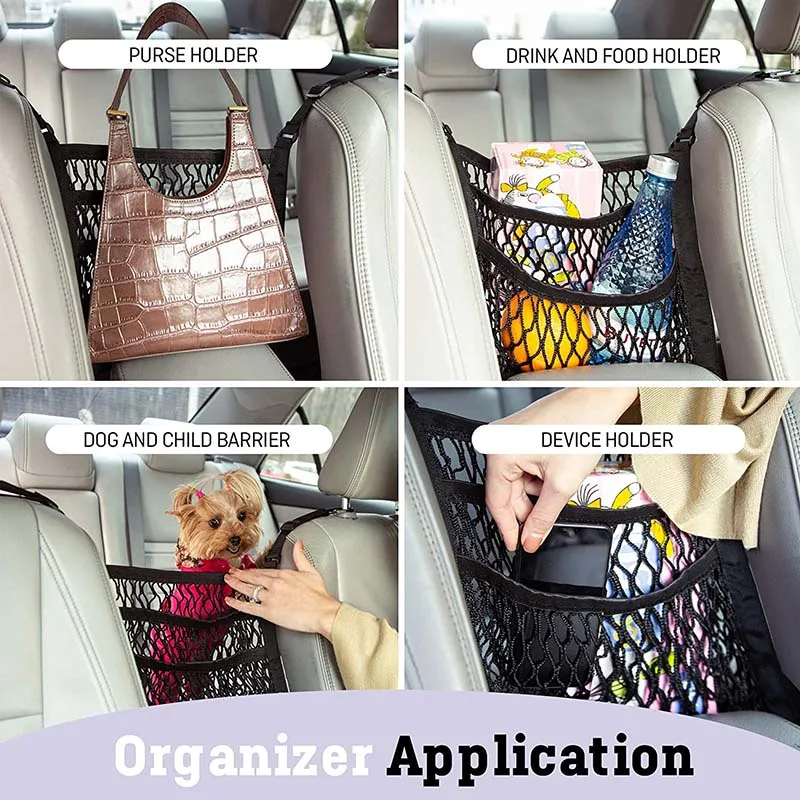 3-Layer Car Storage Net Bag Between Seats Car Divider Barrier Stretchable  Elastic Mesh Bag Organizer Car Accessories Interior - AliExpress