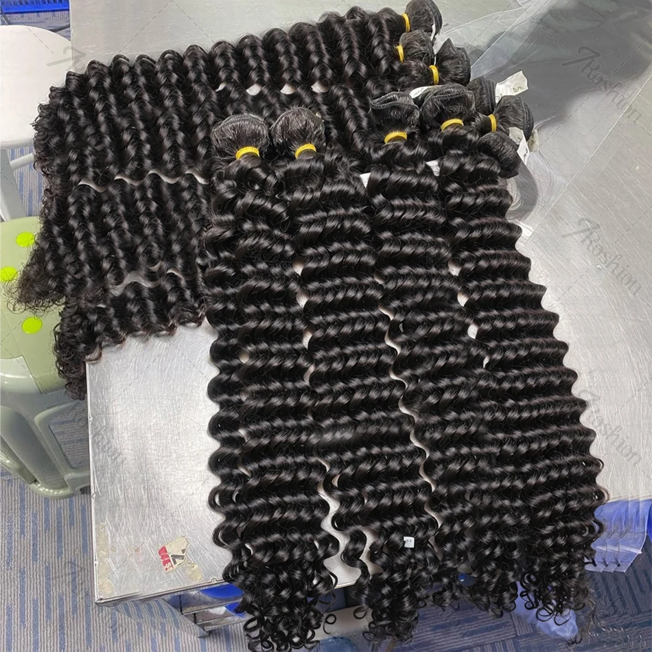 Deep Wave 30 34 Inch Brazilian Remy Raw Virgin Weaving Human Hair Loose Curly Water Wave Extensions 3 bundles Braiding Hair