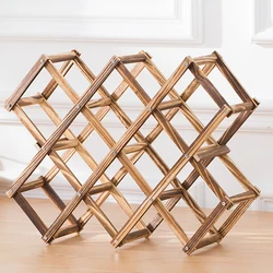 Elegant Wooden Wine Rack - Foldable Countertop Storage (Carbonized WoodColor)