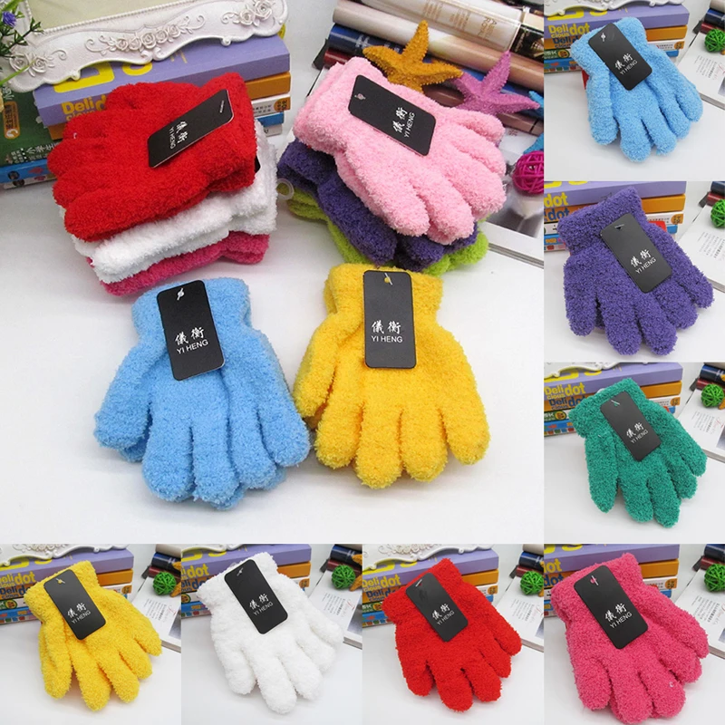 

Multicolor Toddler Boys and Girls Winter Knitted Writing Gloves 1-3 Years Old Full Fingers Knitted Gloves Warm Mitten