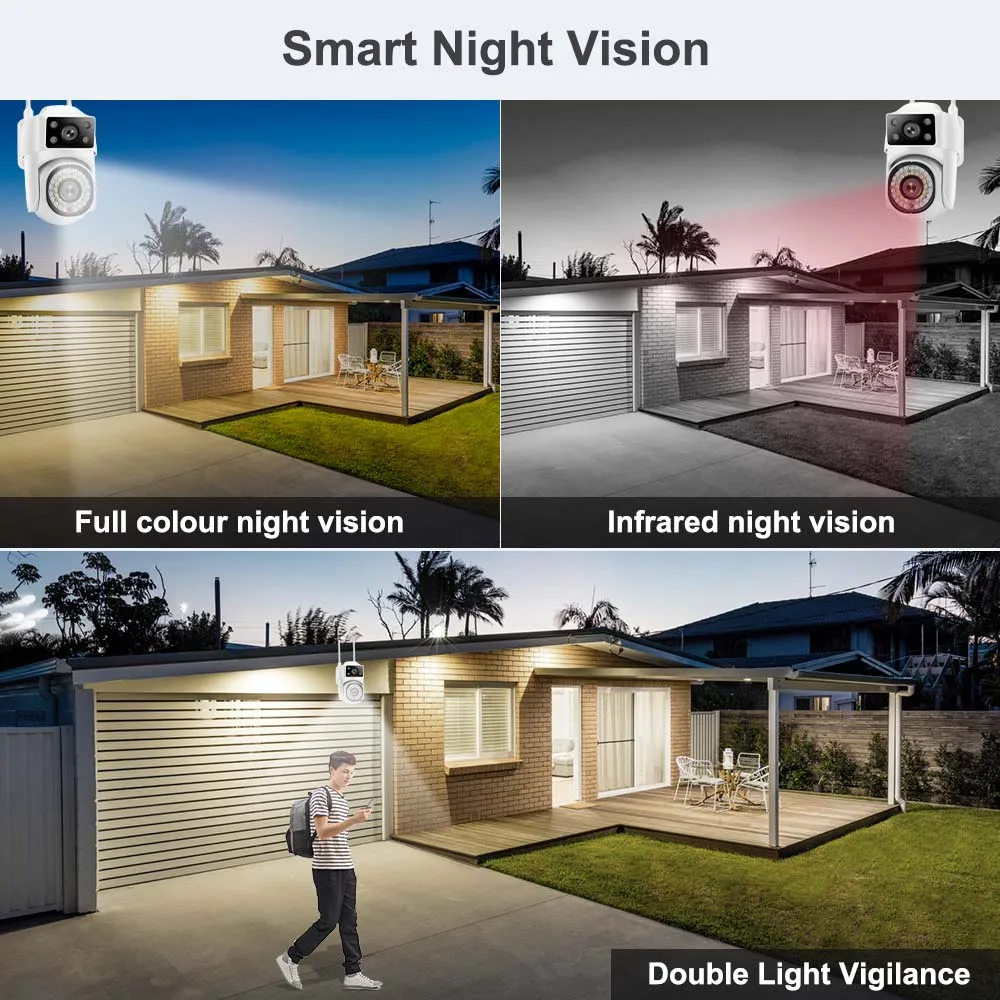 8MP 4K Dual Lens WIFI Surveillance Camera Outdoor IP Camera Video CCTV Dual Screen Auto Tracking IP66 Waterproof 8X Digital Zoom