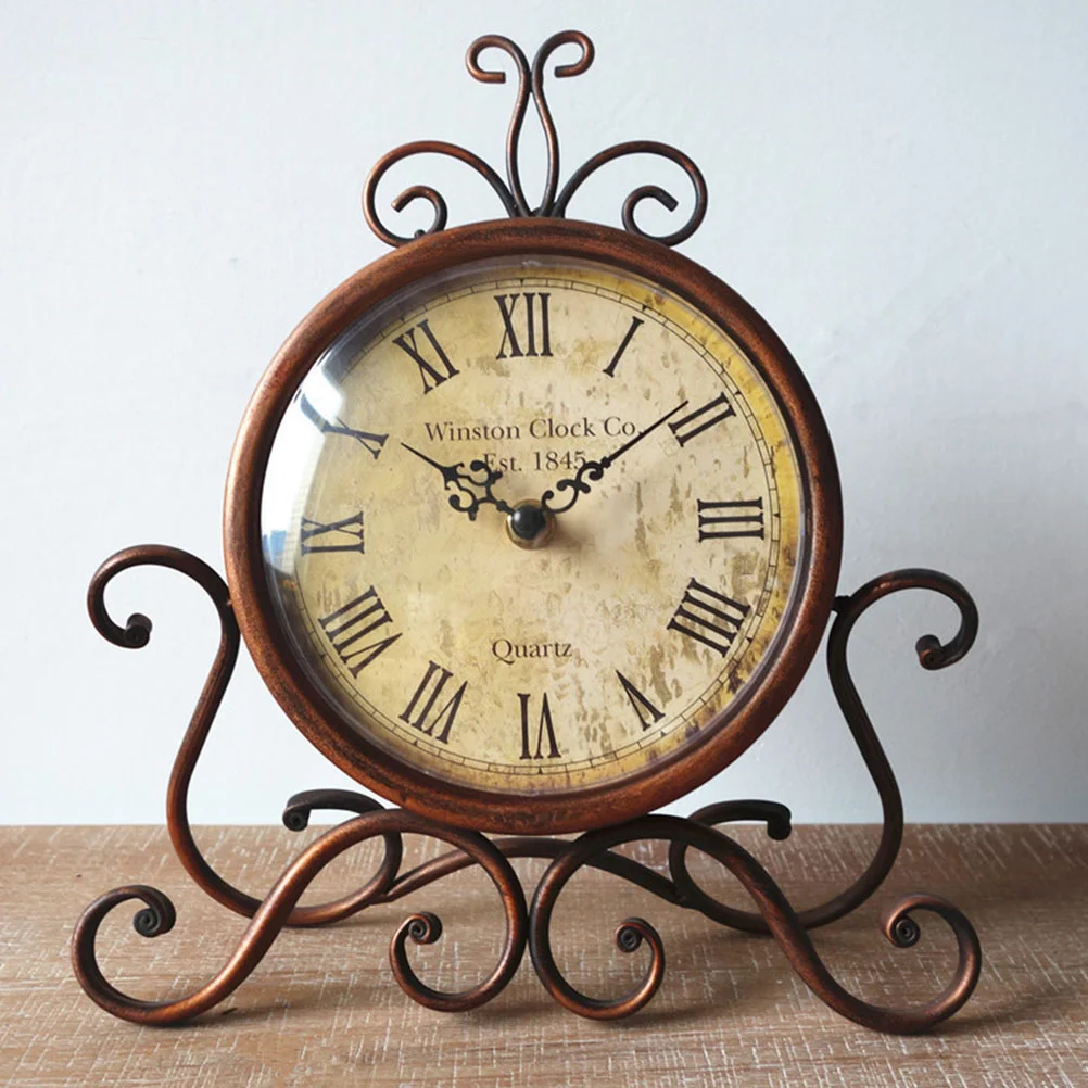 

Vintage Desk Clock Classical Table Mute Clock Creative Decorative Clock Retro Clock Ornament For Bedroom Office Shop Adornment
