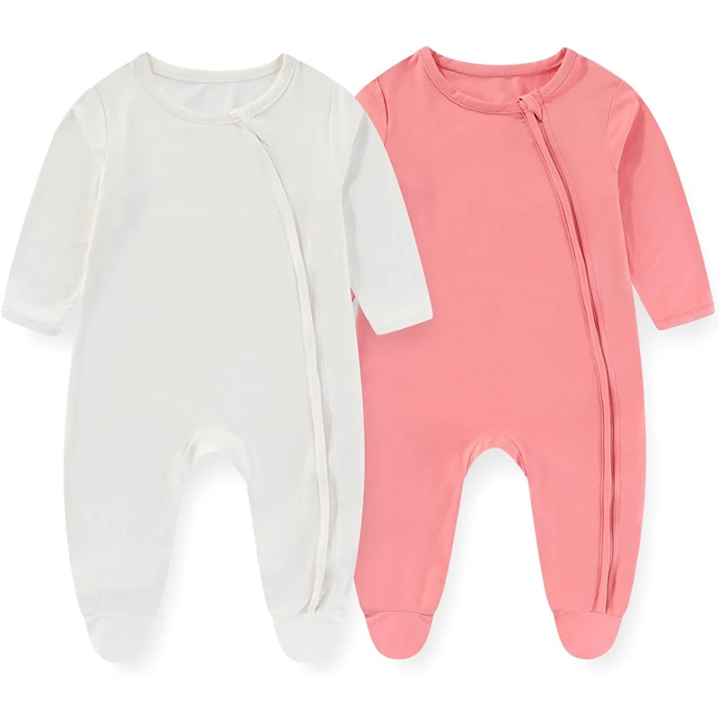 Unisex Rayon Made from Bamboo Solid Baby Boy Girl Footies Romper Infant Jumpsuit Comfort New born Outfit