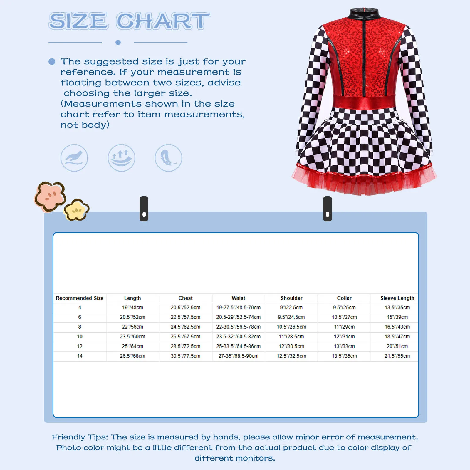 Kids Girls Racer Racing Driver Costume Sequins Checkerboard Print Cosplay Roleplay Leotard Dress for Halloween Carnival Dress Up