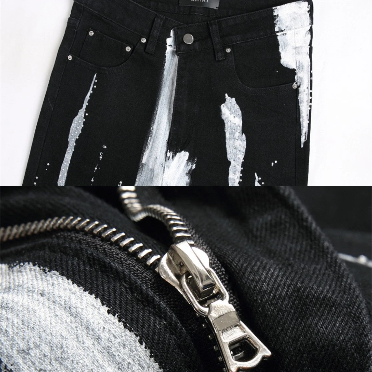 Worn Embroidery Jeans Men Splash Ink Soft 3D Hollow Long Pants Hip Hop Motorcycle Style Repair Tall Street Pure Cotton Red Ear 2