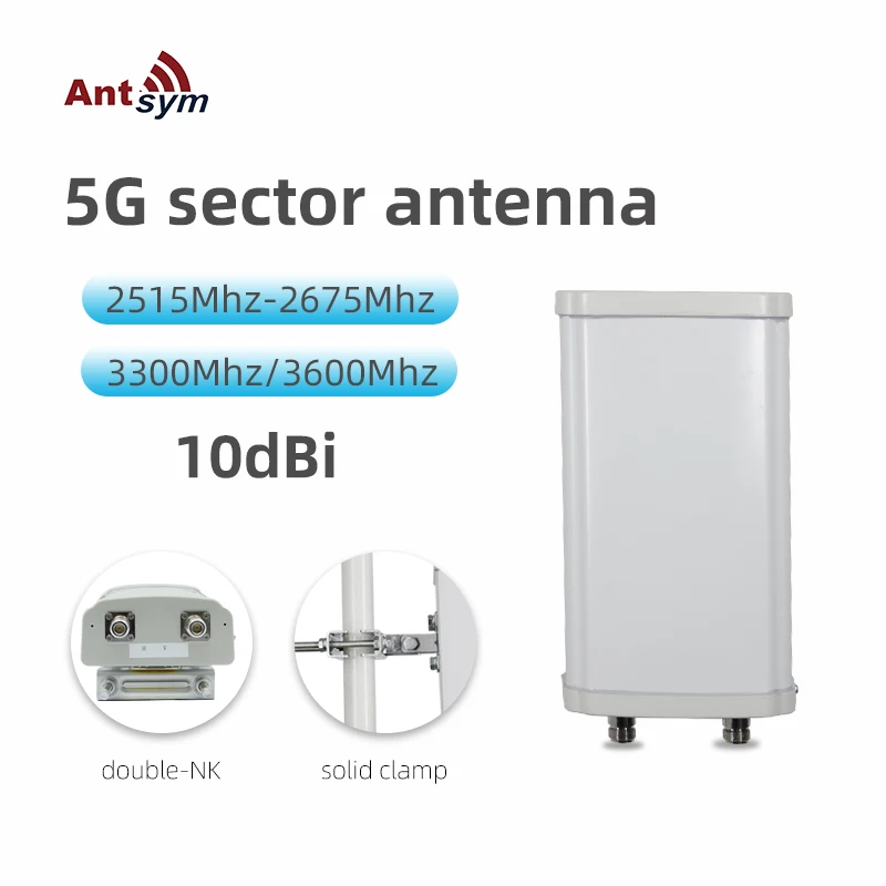 5GBaseStationAntenna25152675MHz33003600MHzDualPolarization10dBiOutdoorSectorAntenna