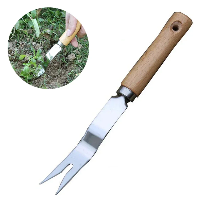 

1Pcs Manual Hand Weeding Tool Portable Wooden Handle Weeding Fork For Planting Vegetables Grass Trimming Household Garden Tools