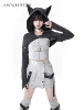 Original Street Hot Girl Sweet Removable Sleeve Hooded Jacket Sleeveless A-line Dress Subculture Two-Piece Sets Womens Outfits 2