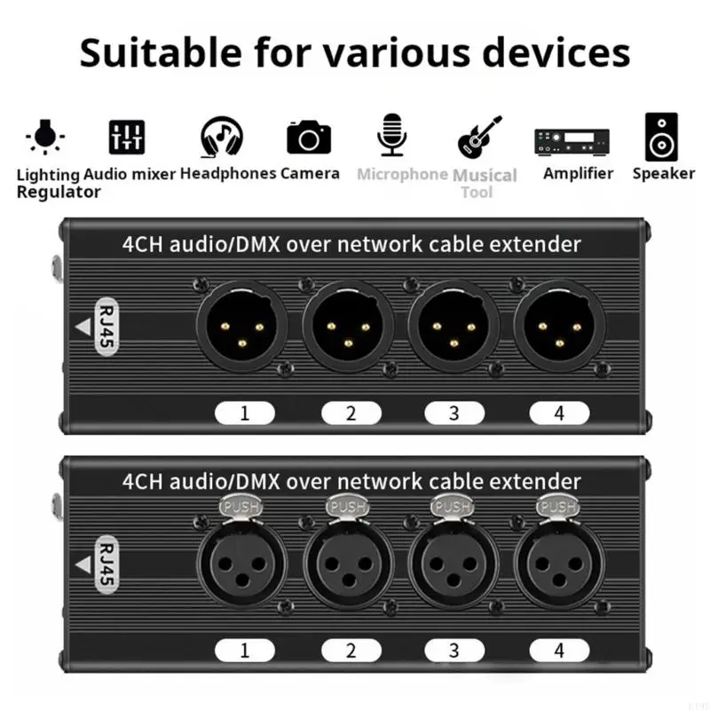 전문 무대 장비 및 조명 제어 F19E용 RJ45 이더넷 포트가 있는 4 채널 XLR 청각 확장기