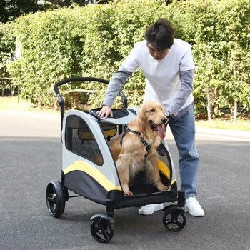 Dog Stroller Ultra-large 4 Wheels Pet Jogger Wagon Foldable Cart Travel Trolley Outdoor Animal Carrier Load Up To 55kg 2