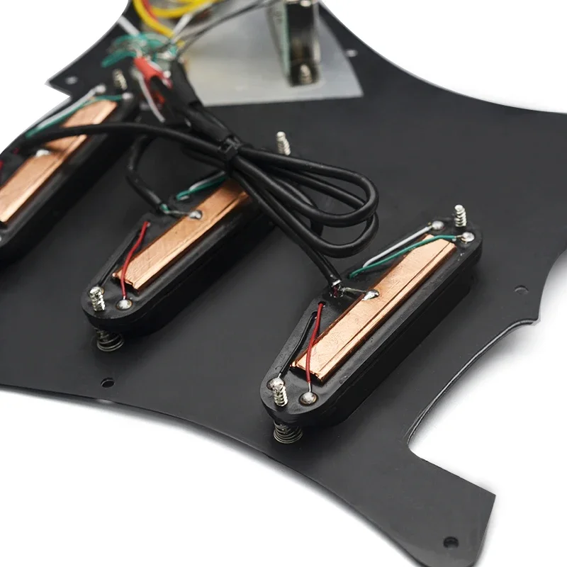 SSS Prewired Pickguard Mini Humbucker Electric Guitar 9K/9K/9K Loaded Prewired Scratchplate for ST Style Guitar Black