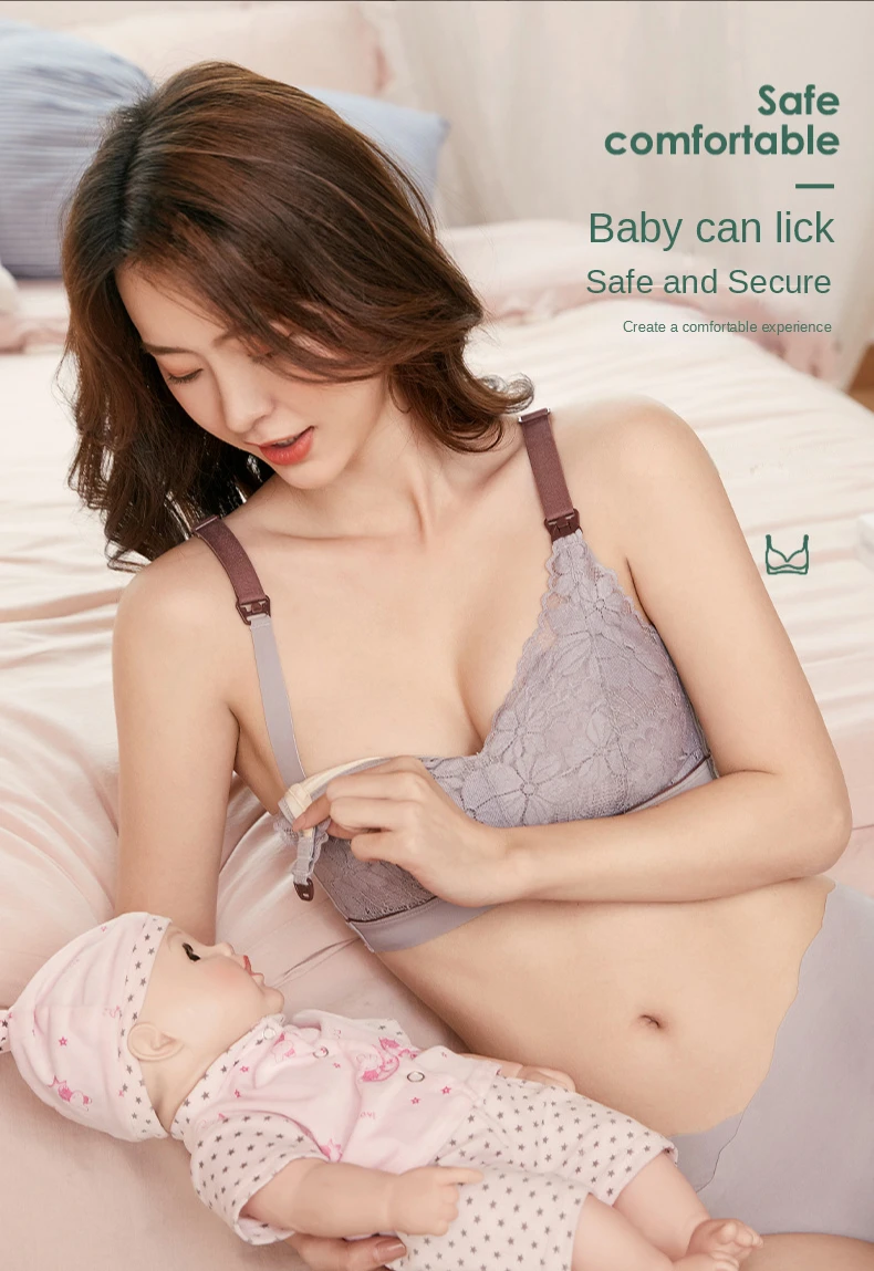 maternity shops near me Maternity Breastfeeding Bra Lace Pregnancy Nursing Bras Mulberry Silk Seamless Wirefree Underwear for Pregnant Women B21056 maternity fashion