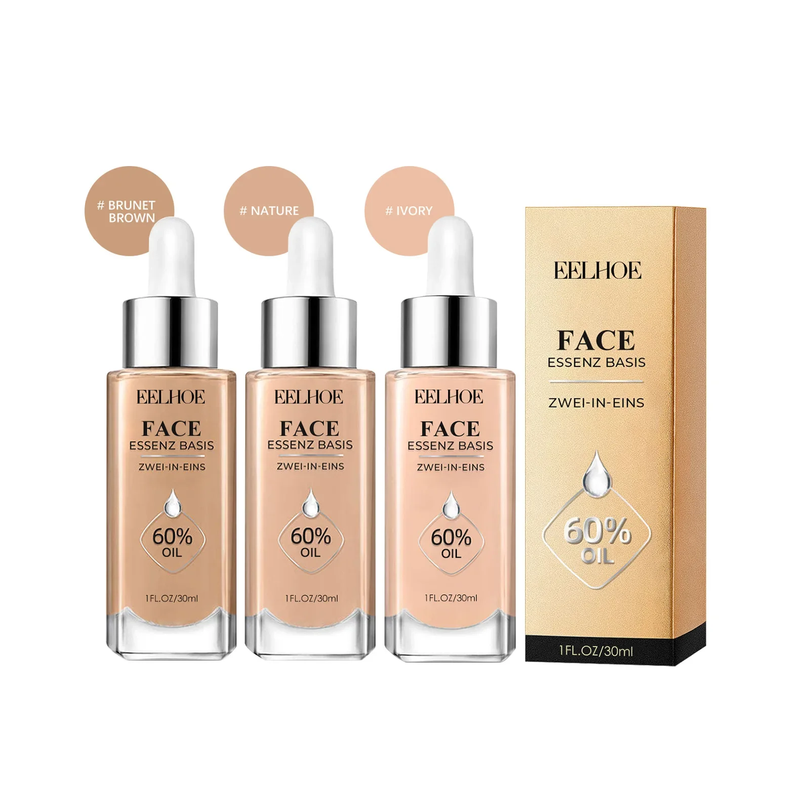 30ml Liquid Foundation Concealer Full Coverage Moisturizing Brighten Cream Cover Spot Acne Dark Circles Even Skin Tone Cosmetics 6