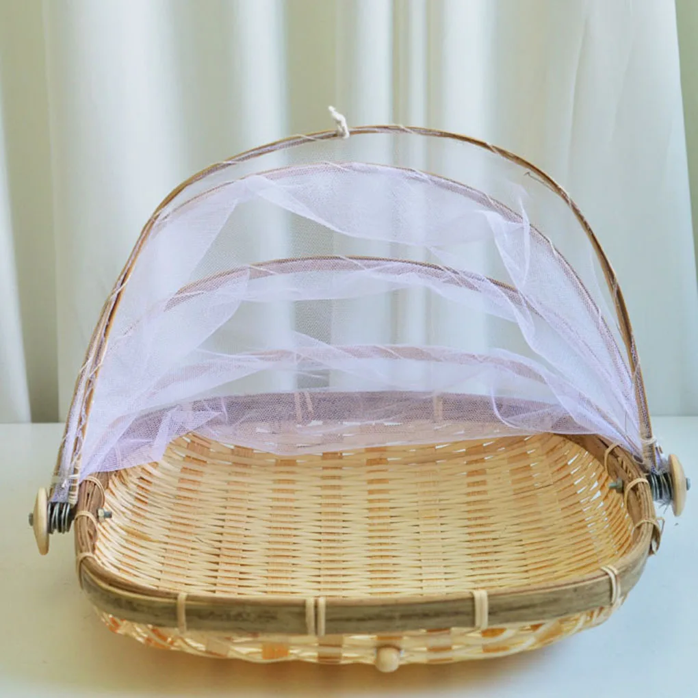 Bamboo Food Bread Dishes Cover Woven Bamboo Picnic Basket Vegetable