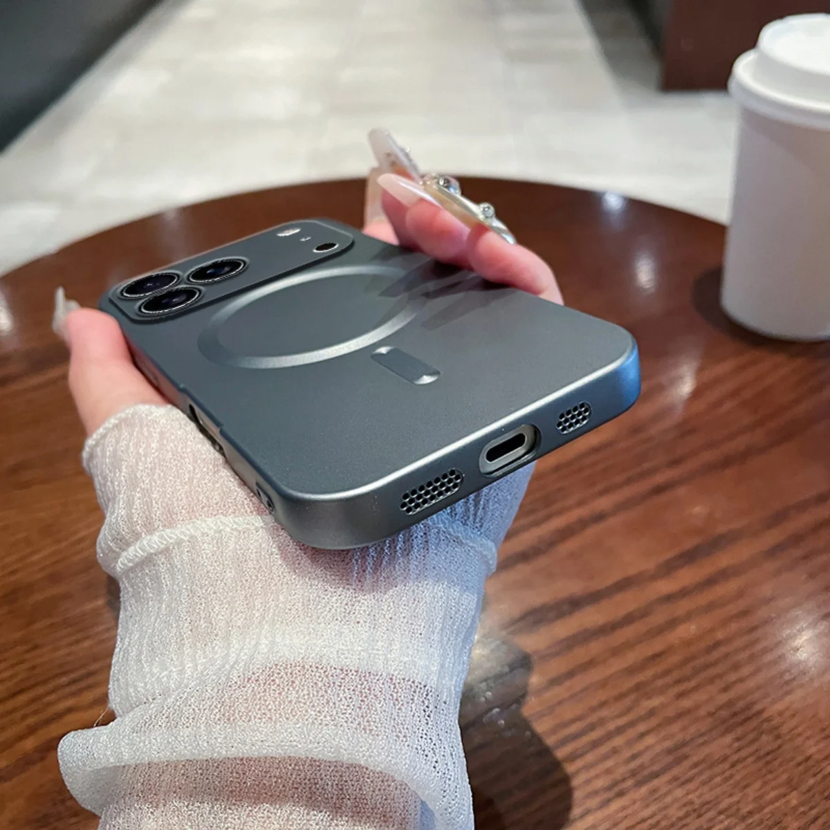 Metallic Magnetic Soft Case with Lens Protection and Wireless Charging Compatibility