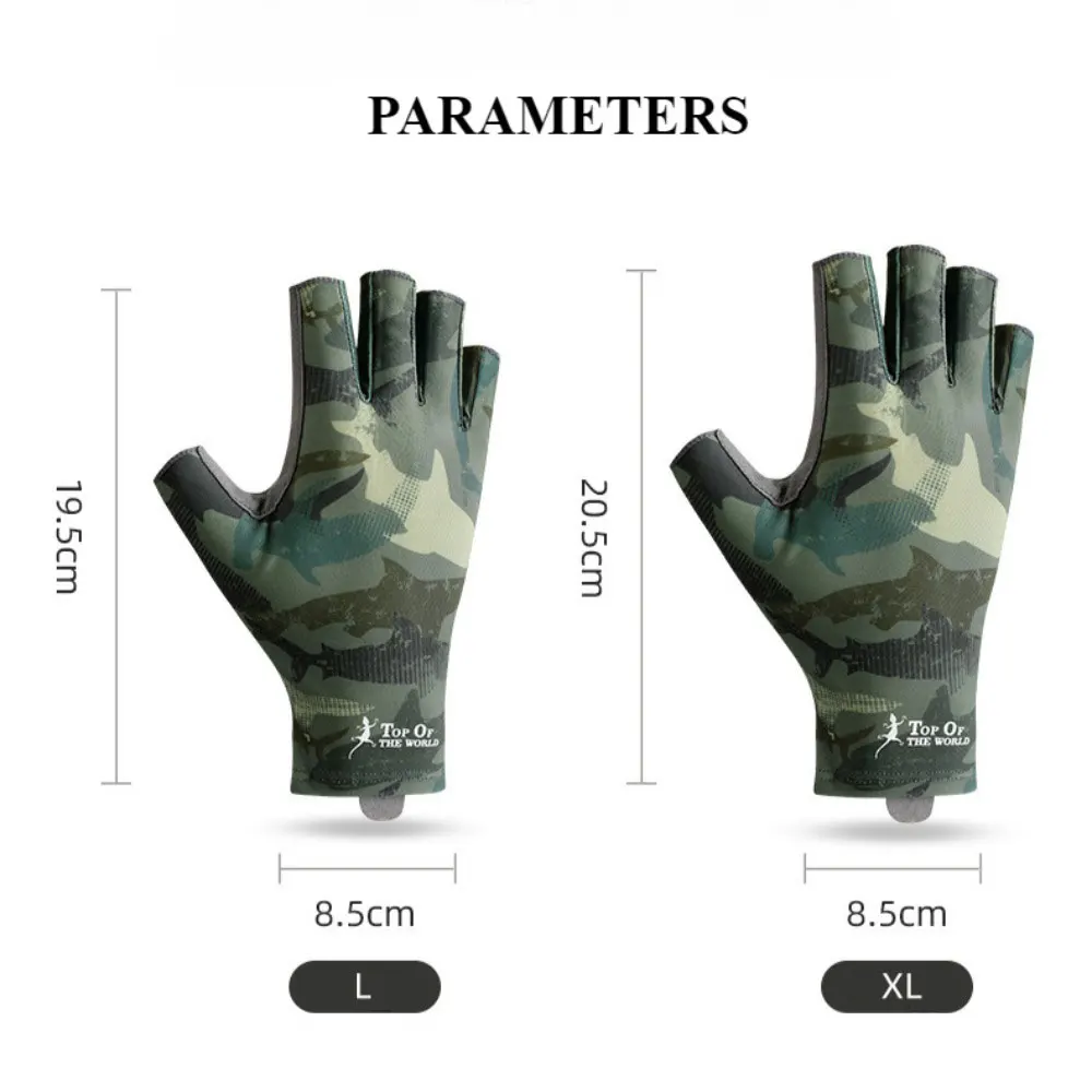 Professional Fishing Gloves Men's Outdoor Ice Silk Gloves Sunscreen Dew Finger High Elastic Non-slip Cycling Half Finger cycling gloves fishing gloves
