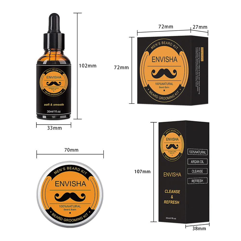 Beard Growth Kit For Men Barbe Hair Enhancerbeard Essential Oil Moisturizing Wax Growth Roller Comb Styling Scissors Beard Care images - 6