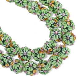 Colorful Rose Flower Petal Glass Beads for DIY Jewelry Making, 3pcs Set (Green)