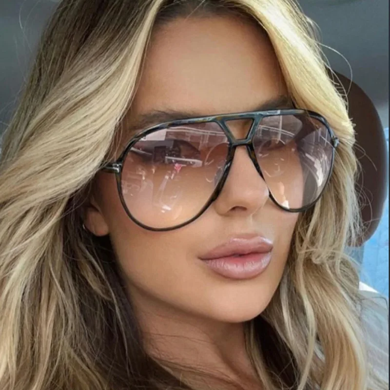 

Солнцезащитные очки-авиаторы большого размера для мужчин и женщин, трендовые Роскошные брендовые дизайнерские очки с двойной перемычкой, для вождения