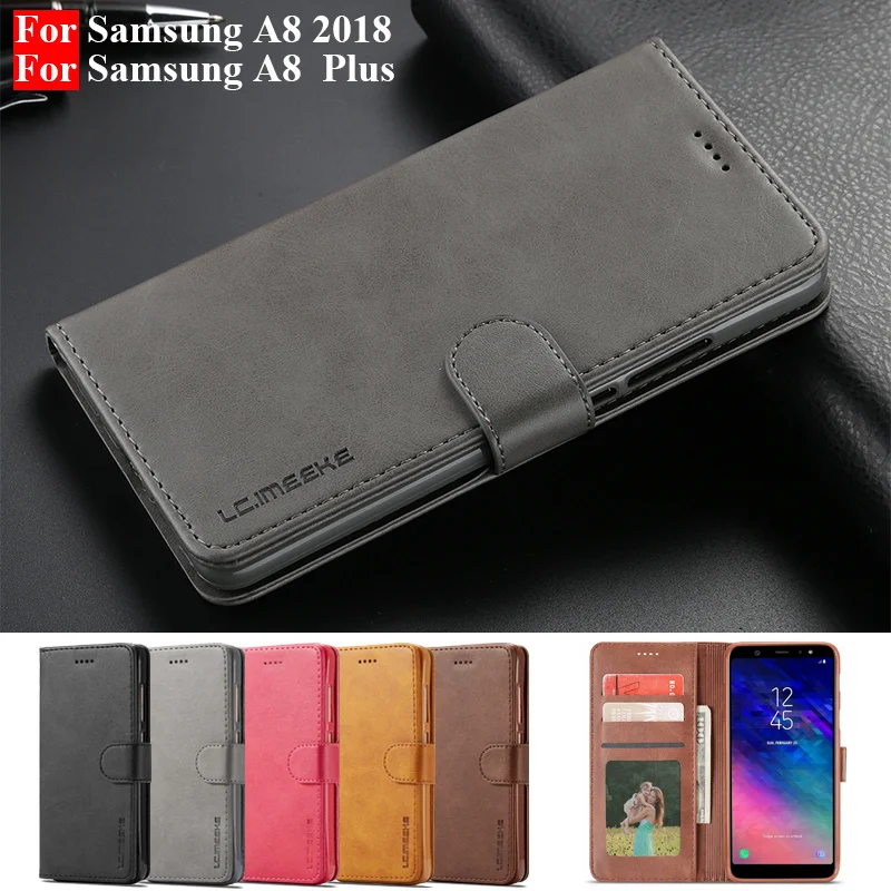 

Чехол для Samsung A8 2018, роскошный брендовый кожаный чехол-бумажник для Hoesje Samsung Galaxy A8 Plus, винтажные чехлы-книжки для телефонов