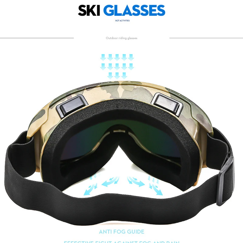 Large Frame Ski Goggle with Colorful Lens Anti-Collision Anti-Glare Motorcycle Goggle Outdoor Sport Snow Snowboard Skiing Goggle 4