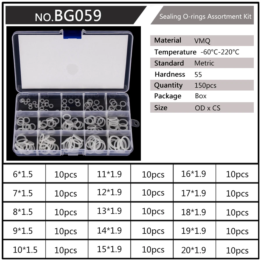 PCP Paintball Sealing O Rings 150PCS White Silicone Replacements OD 6mm-30mm CS 1.5mm 1.9mm 2.4mm 3.1mm BG040-059-060-061-062