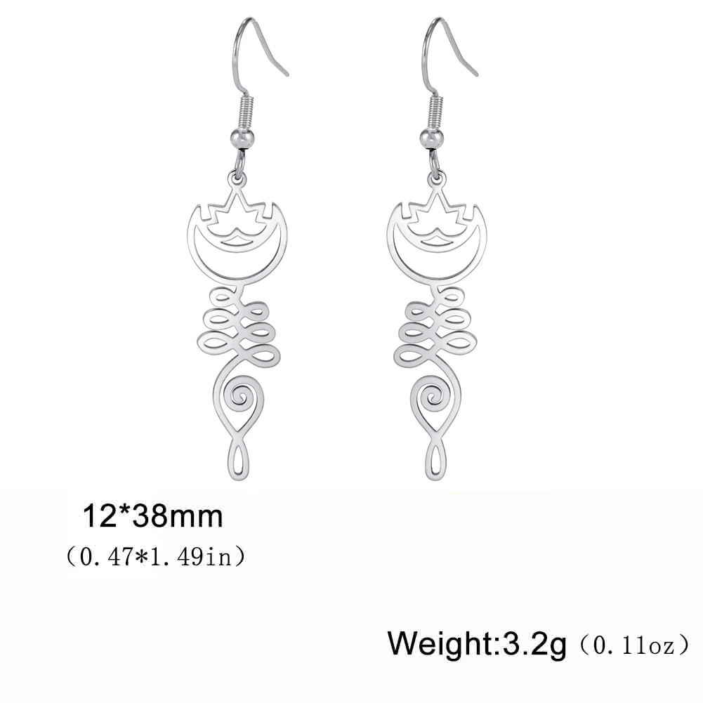 Dreamtimes Fiore di loto Orecchini pendenti per le donne Orecchini con charms di guarigione Yoga Unalome Simbolo Amuleto Orecchini in acciaio inox Buddha Yoga Gioielli (Oro
