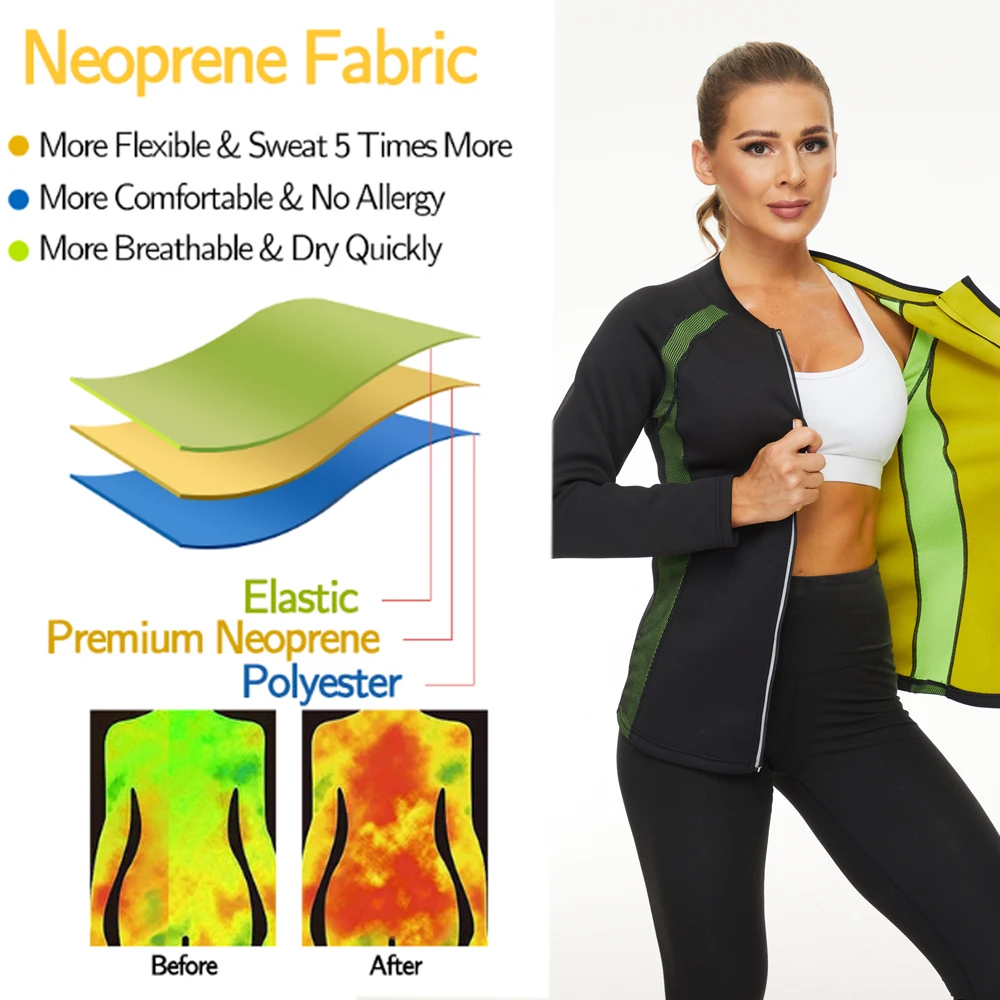 NINGMI Women Sauna Shirt Waist Trainer Sweat Shirt for Weight Loss Hot Thermo Shirt Fitness Shaperwear Fat Burning Sauna Jecket