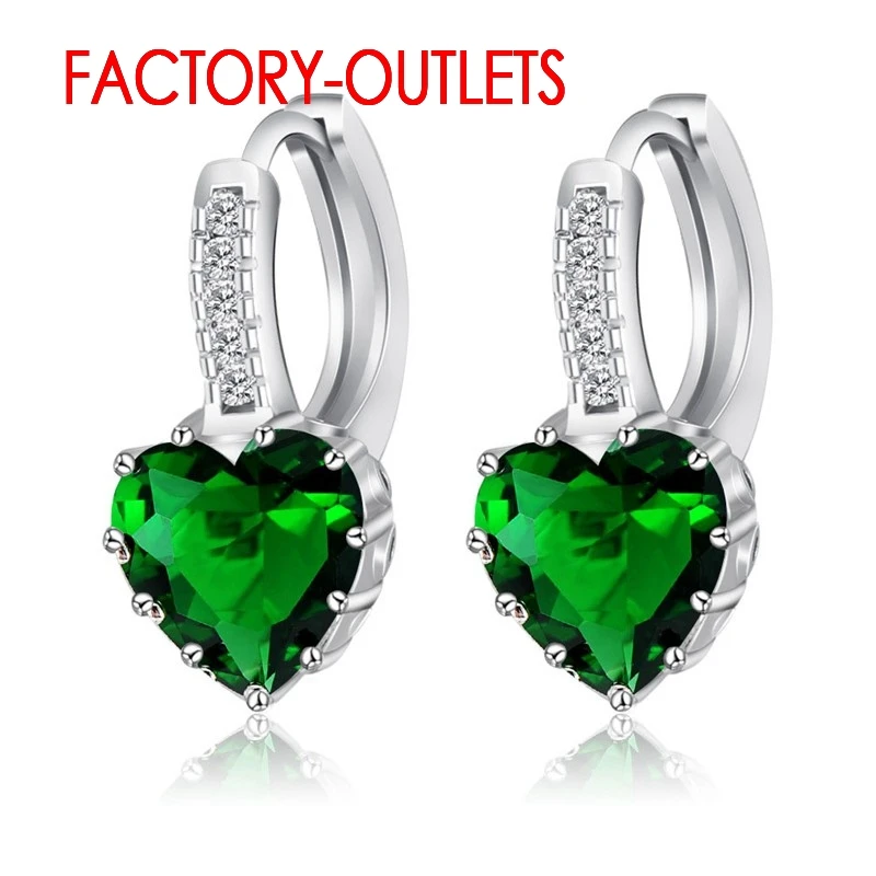 Heart Shape 925 Sterling Silver Brincos Pierced Earrings For Women Romantic Cubic Zirconia Gift Jewelry