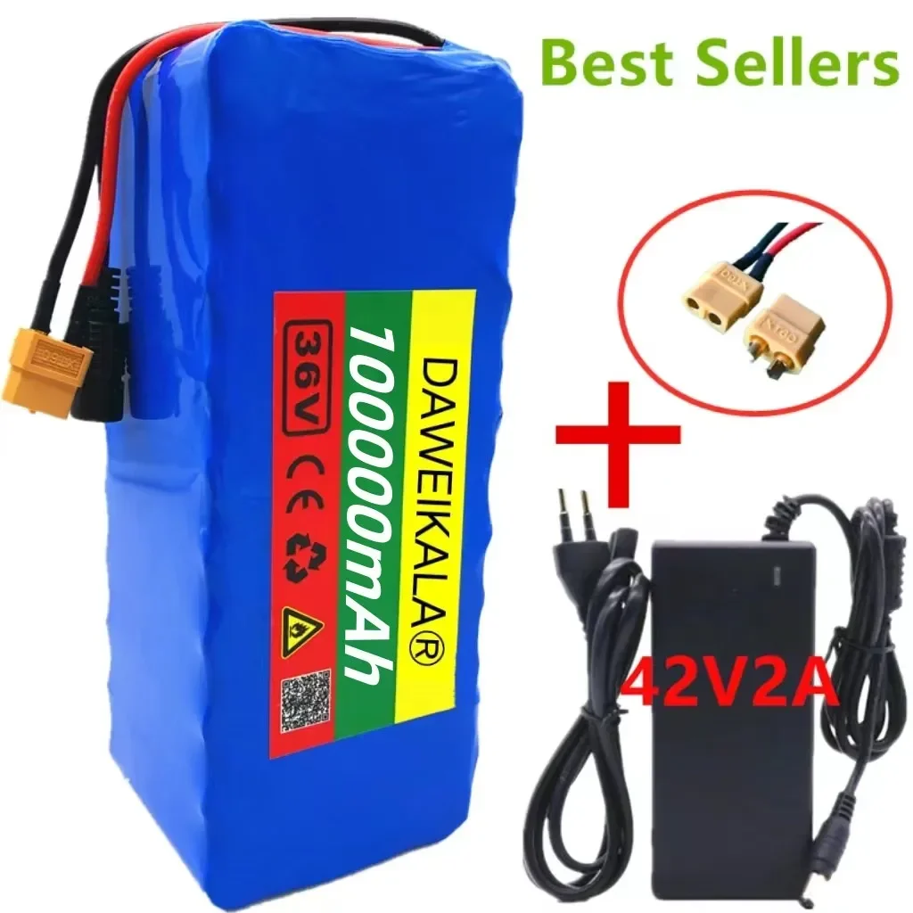 

36V lithium-ion battery 100000 mAh 500W10S4PXT6018650 100Ah suitable for scooters with 42V electric bicycles and BMS+2A chargers