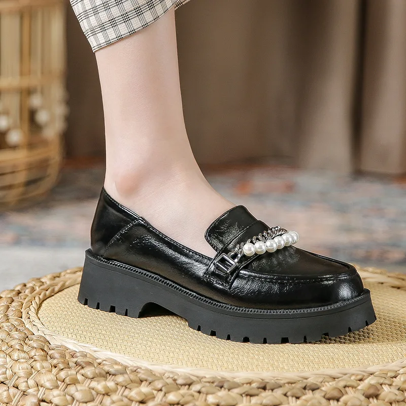 Metal Chain Ladies Heels Shoes Fashion Women Shoes Female Mary Janes Round Toe Sneakers Plus Size 43 Platform Shoes for Women