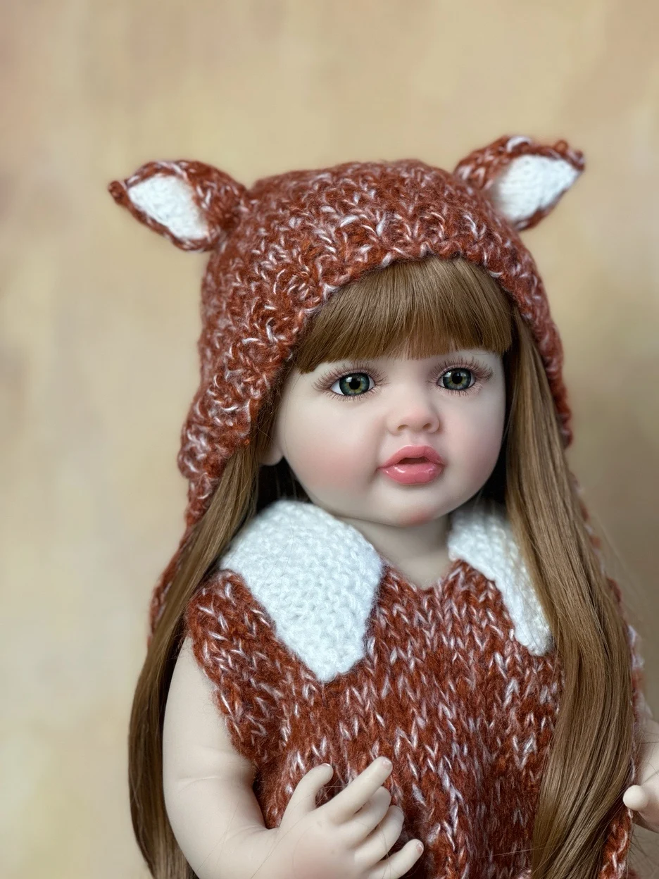 BZDOLL Lifelike Realistic Reborn Baby 55 CM 22 Inch Girl Doll Full Soft Silicone Body Princess Toddler Bebe Birthday Gift 5