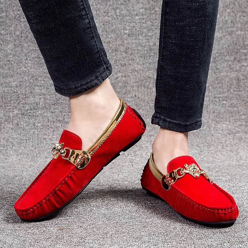 designer loafers shoes man luxury black red casual business man slip on shoes office suede loafers herren mocasines mujer - Image 2