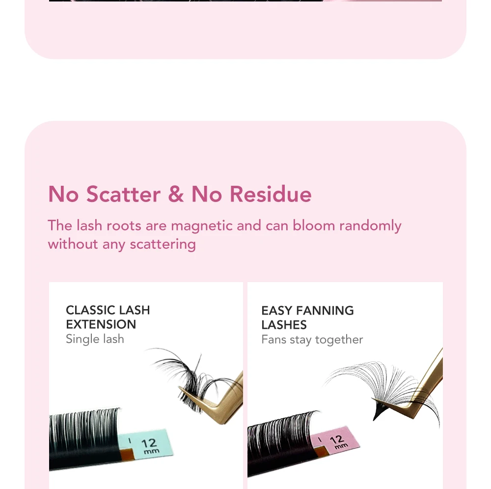 DIYDAY Easy Fanning Eyelash Extension Matte Black Camellia Lashes Extensions Soft Mink Easy Fan Volume False Eyelashes Supplies