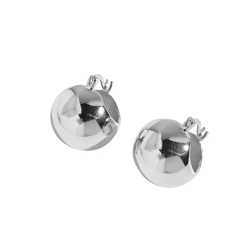 

925 Sterling Silver Small Design Sense Simple, Light, Luxury, Versatile, Premium Metal Ball Earrings, Earrings, Female