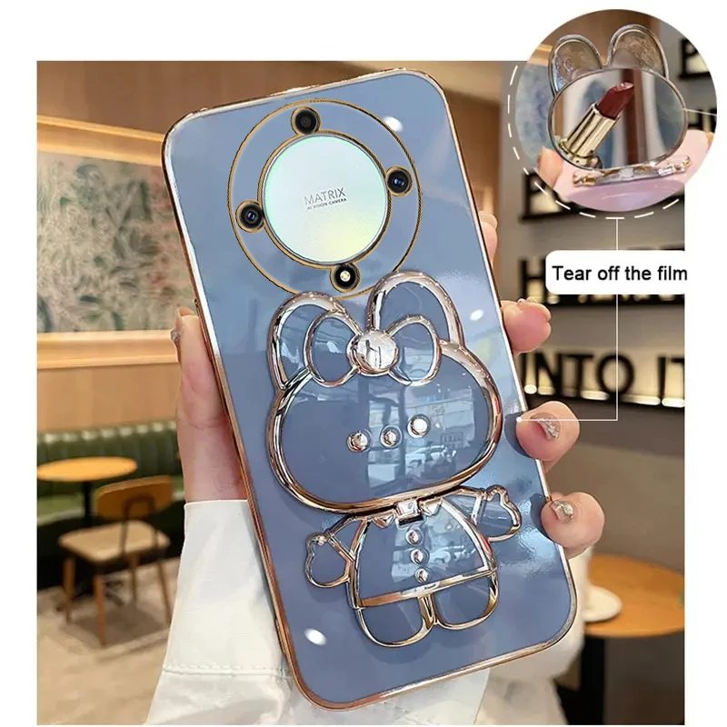 Luxury Rabbit Makeup Mirror Phone Holder Case