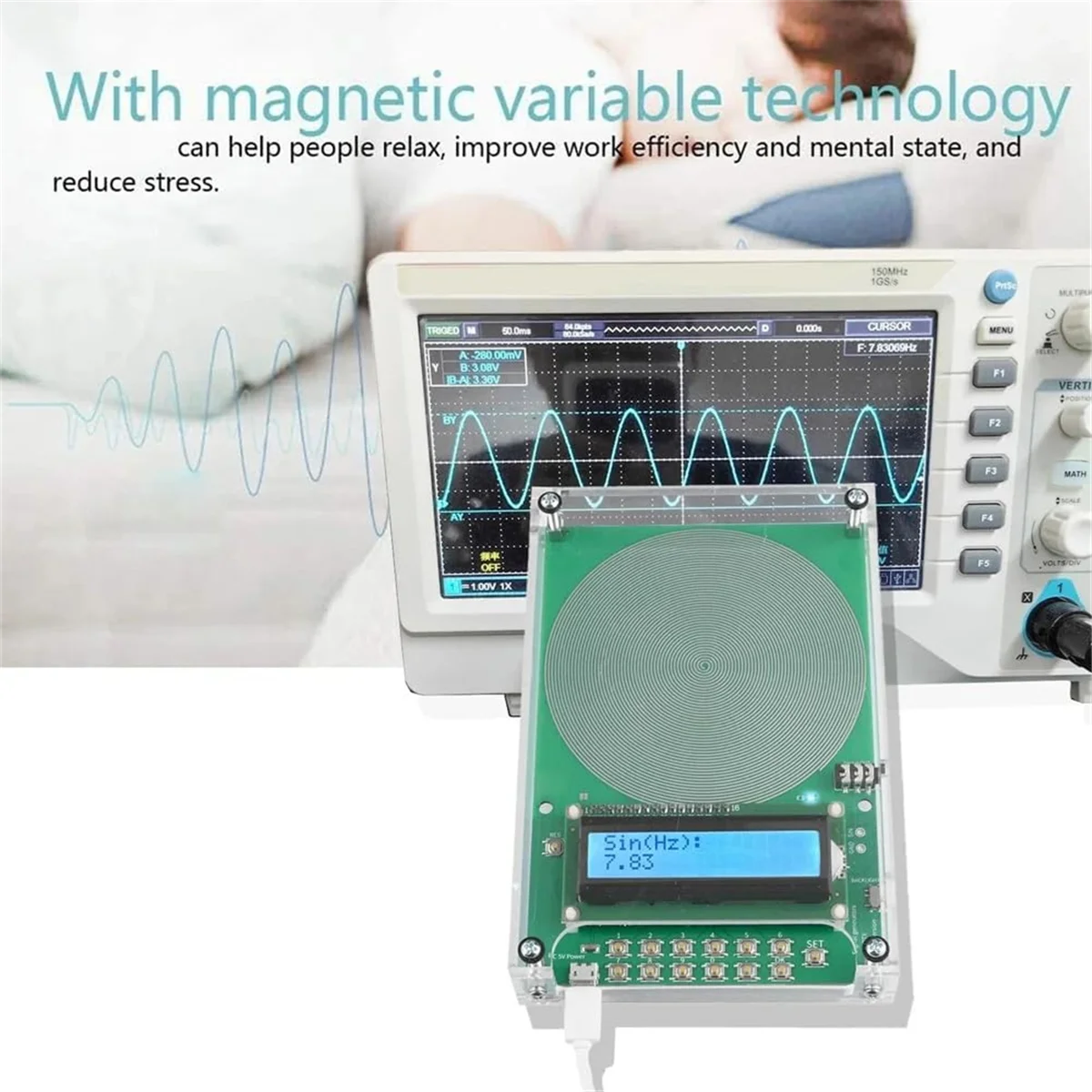 AB52 맞춤형 주파수 발생기 V2, 7.83Hz SchumannWave 공진 발생기, 0.01Hz-200000Hz 조정 가능한 사인파 공진 C