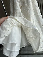 ETJ 2025 new  women's elegant fashion hollow embroidery cotton shirt lapel short-sleeved dress temperament long skirt - Image 5