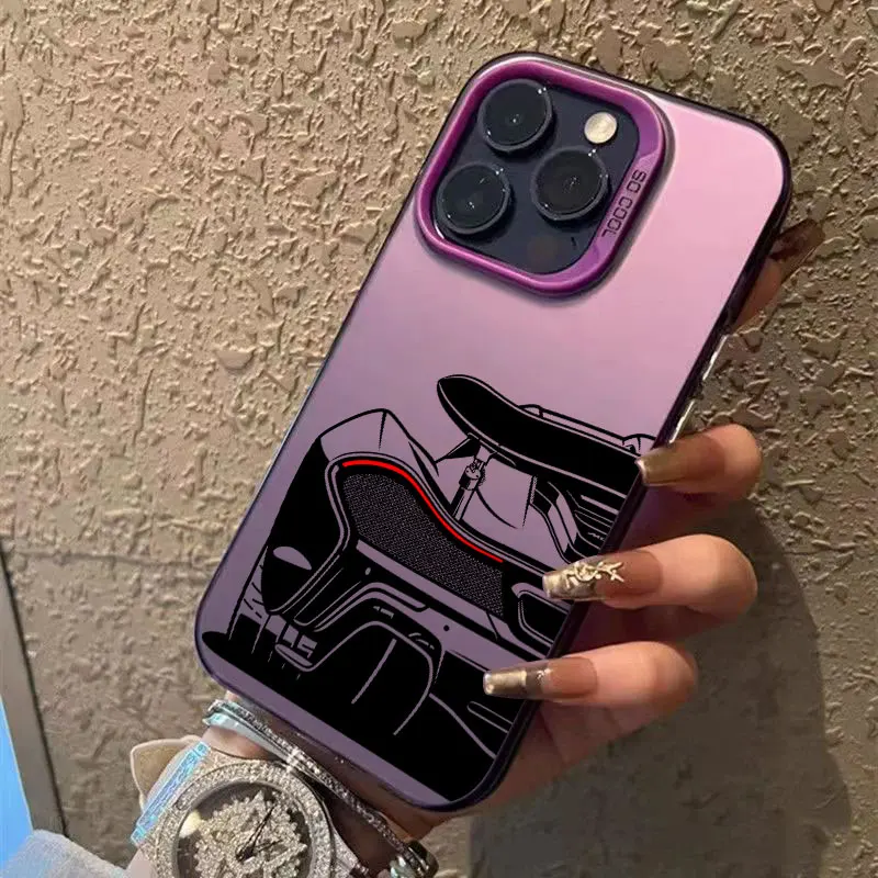 Men's Sports Car Cartoon Line Anti-Fall Phone Case Cover