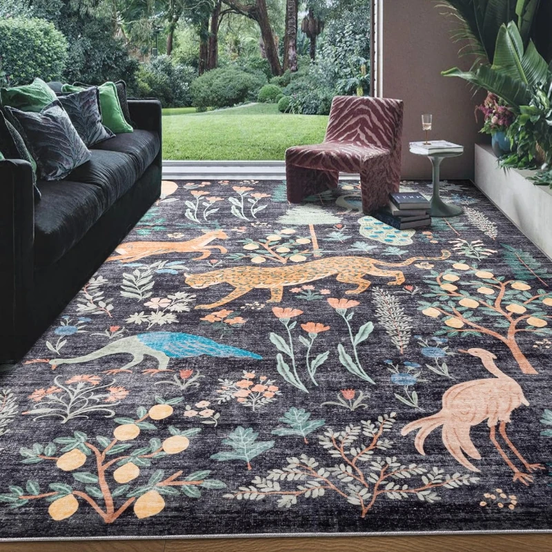 Animal Living Room Carpet Jungle Tiger Large Area Bedroom Plush Rugs Machine Washable Non-slip Coffee Table Mats Ковер Tapis 러그 2