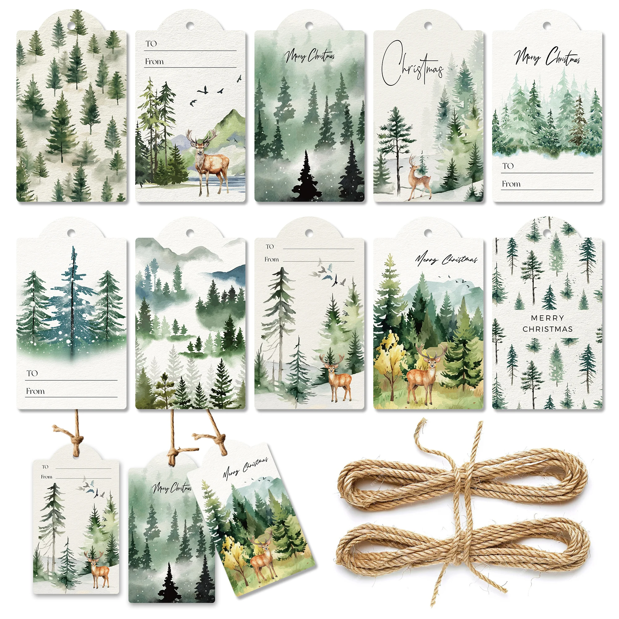 60 stücke Weihnachten Santa Claus Papier Tag mit String Nussknacker Geschenk Verpackung Label Box Dekoration Karte Für Weihnachten Party Liefert – Detail 17